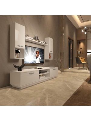 Decoraktiv Eko 5dab Mdf DVD Tv Ünitesi Tv Sehpası - Parlak Beyaz