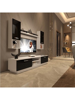 Decoraktiv Eko 5dab Slm DVD Tv Ünitesi Tv Sehpası - Beyaz - Siyah