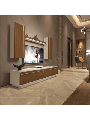 Decoraktiv Eko 5db Mdf Std Tv Ünitesi Tv Sehpası - Beyaz - Ceviz
