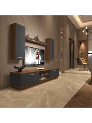 Decoraktiv Eko 5db Mdf DVD Tv Ünitesi Tv Sehpası - Ceviz - Antrasit