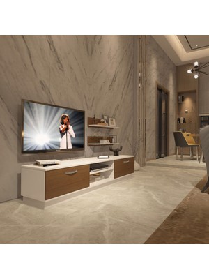 Decoraktiv Eko 4b Slm DVD Tv Ünitesi Tv Sehpası - Beyaz - Ceviz