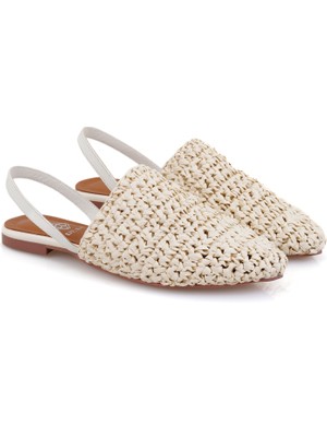 Desa Mara Bej Kadın Örgülü Terlik