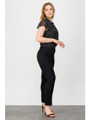 Ekol Kadın Krep Kumaş Pantolon 2154 Siyah