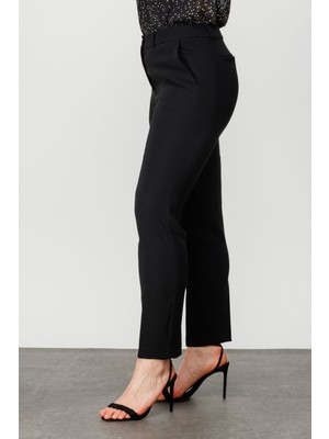 Ekol Kadın Krep Kumaş Pantolon 2154 Siyah