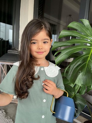 Miniko Kids Kız Çocuk Kaşkorse Fittili Önden Düğmeli Yaka Dantel Kapri Taytlı Takım