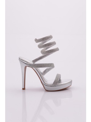 DGN 0771 Kadin Burgulu Taş Ipli Topuklu Ayakkabi