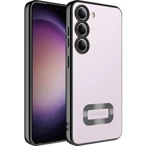 Caseart Samsung Galaxy S23 Plus Kapak Yanları Renkli Lens Korumalı Logo Gösteren Şeffaf Luxury Silikon Kılıf - Siyah