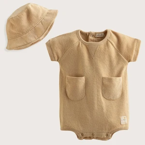 Golden Hour Kısa Kollu Body Şapka Set Krem