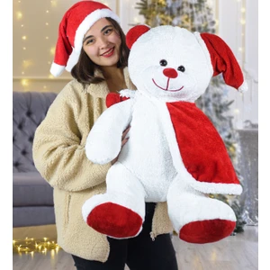 Harika Peluş Fabrikası 75 cm Şapkalı Noel Baba Ayıcık   Yeni Yıl ,yılbaşı Hediyesi