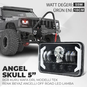 5" Rgb Kuru Kafa Angel Skull Off Road LED Lambası Jeep Wrangler & Cherokee & LN106 Uyumlu Far