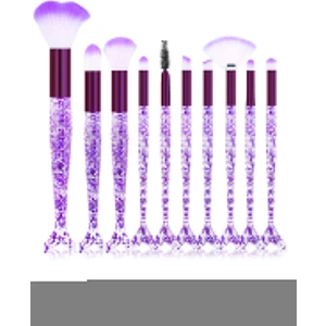 Mujgan | 10'Lu Simli Balık Makyaj Fırça Seti | Mor Renk