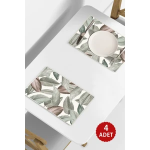 Yaprak Desenli 42 x 30 cm Pvc 4'lü Silinebilir Amerikan Servis