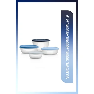 Ss.bowl 300 ml + 630 ml + 950 ml + 1,9 lt