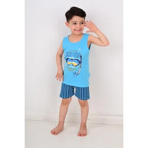 Erkek Çocuk Askılı Pijama Takımı Scuba Mavi