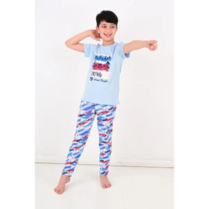 Erkek Çocuk Kısa Kollu  Pijama Takımı California Mavi