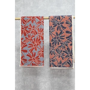 Penye Pamuğu 50 x 100 cm İpliği Boyalı 2'li Set Flower V2