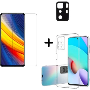Xiaomi Poco X3 Gt ile Uyumlu Kılıf Şeffaf Temperli Kırılmaz Cam Ekran ve Kamera Lens Koruyucu Seti