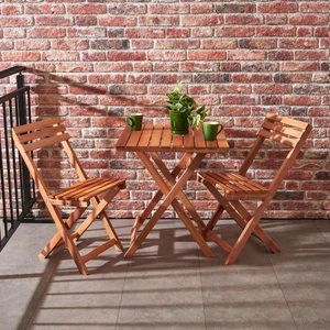 Just Home Katlanır Kayın Ahşap Bistro Set - Meşe