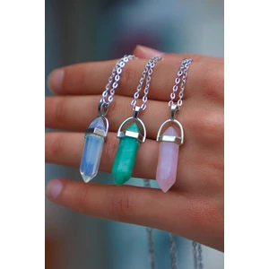 The Collection Pembe Kuvars Aventurin Ay Taşı Doğal Taş 3'lü Set Kristal Kolye