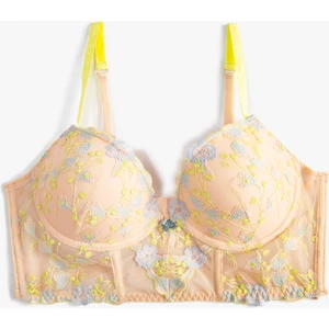 Push Up Bralet Sütyen Çiçekli Dolgulu Kaplı Balenli