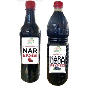 Baştan Yöresel Ödemiş Birgi Nar Ekşisi (1000gram) ve Salihli Karaüzüm Pekmezi (1300gram)