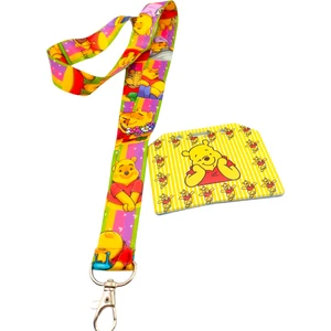 Cicci Bicci Shop Winnie Renkli Boyun Askı Ipi ve Yatay Sarı Silikon Kart Tutucu