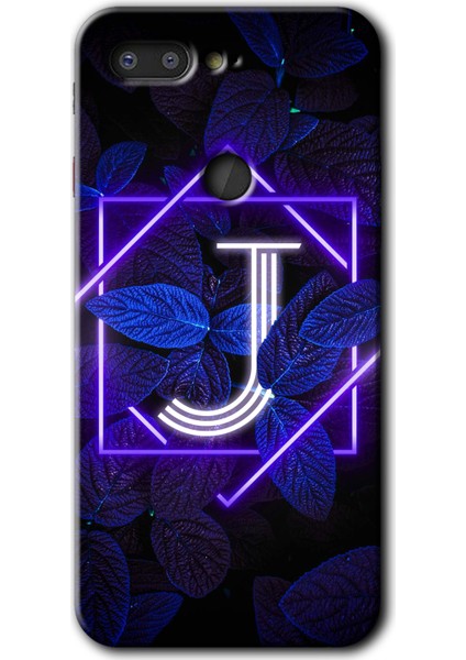 General Mobile Gm 9 Pro Kılıf Hd Desen Baskılı Arka Kapak + Esnek Nano Cam - Dark Neon Yaprak J Harfi