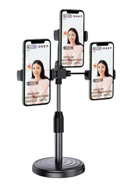 Ally Tripod Üçlü Telefon Tutucu Stand Youtuber, Canlı Yayın Selfie Tiktok Makeup