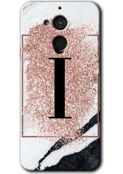 General Mobile Gm 8 Kılıf Hd Desen Baskılı Arka Kapak - Pembe Mermer Desenli I Harfi