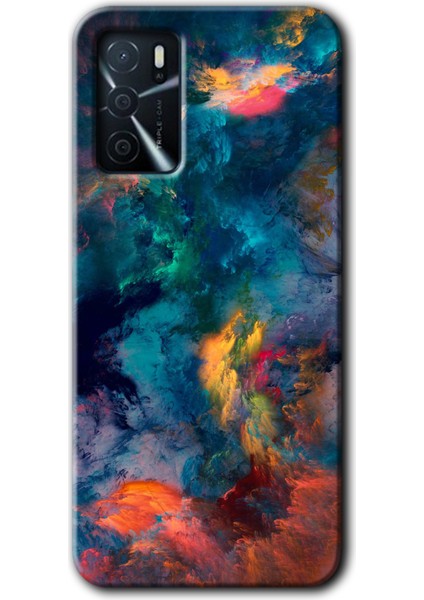 Oppo A16 Kılıf Hd Desen Baskılı Arka Kapak + Kırılmaz Cam - Color Storm