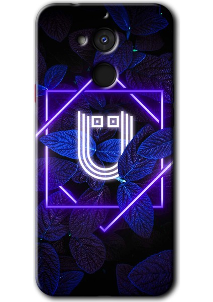 General Mobile Gm 8 Kılıf Hd Desen Baskılı Arka Kapak - Dark Neon Yaprak Ü Harfi
