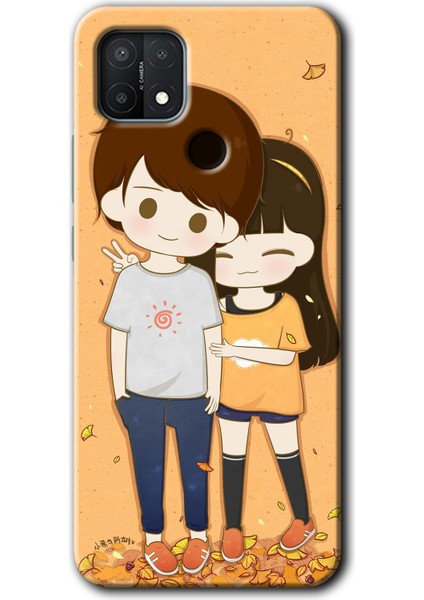 Oppo A15S Kılıf Hd Desen Baskılı Arka Kapak + Kırılmaz Cam - Şıpsevdi Çift