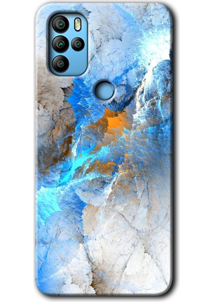 General Mobile Gm 21 Pro Kılıf Hd Desen Baskılı Arka Kapak + Esnek Nano Cam - Mavi Buzul