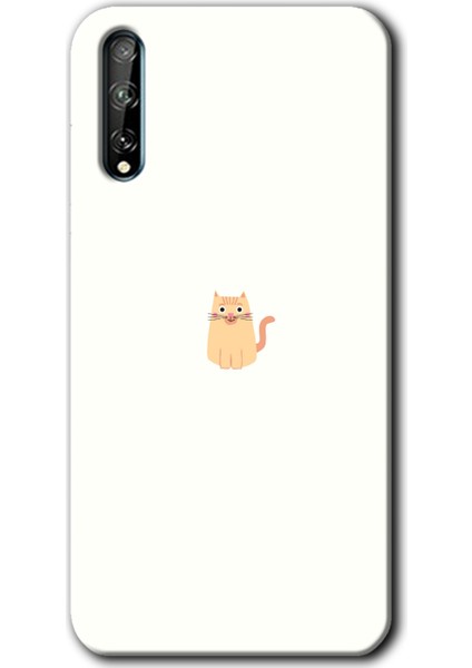 Huawei P Smart S Kılıf Hd Desen Baskılı Arka Kapak + Kırılmaz Cam - Cat Minimalism