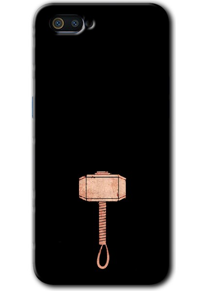 Realme C2 Kılıf Hd Desen Baskılı Arka Kapak + Kırılmaz Cam - Thor Çekiç