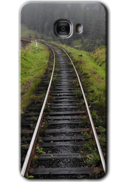 Galaxy C7 Kılıf Hd Desen Baskılı Arka Kapak + Kırılmaz Cam - Tren Yolu