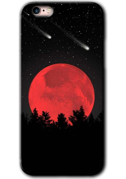 iPhone 6s Kılıf Hd Desen Baskılı Arka Kapak + Kırılmaz Cam - Kanlı Ay
