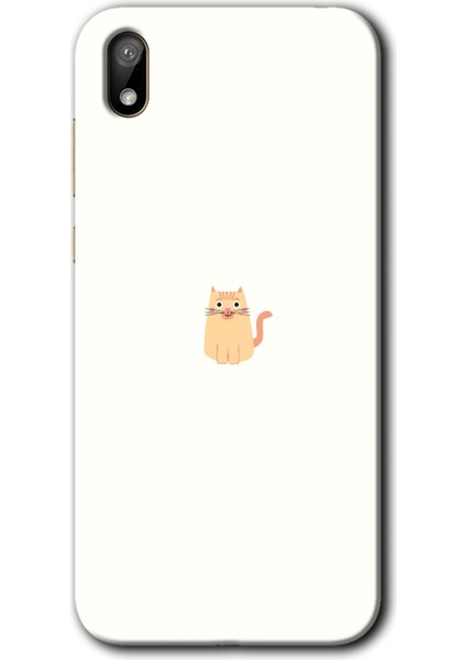 Huawei Y5 2019 Kılıf Hd Desen Baskılı Arka Kapak + Esnek Nano Cam - Cat Minimalism