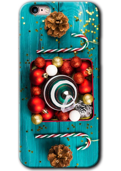 Apple iPhone 6s Kılıf Hd Desen Baskılı Arka Kapak + Kırılmaz Cam - Christmas