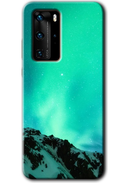 Huawei P40 Pro Kılıf Hd Desen Baskılı Arka Kapak + Kırılmaz Cam - Aurora