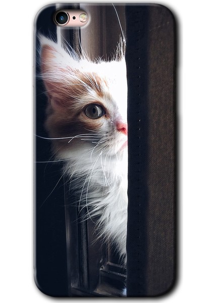 iPhone 6s Kılıf Hd Desen Baskılı Arka Kapak + Kırılmaz Cam - Kedi Bakışı