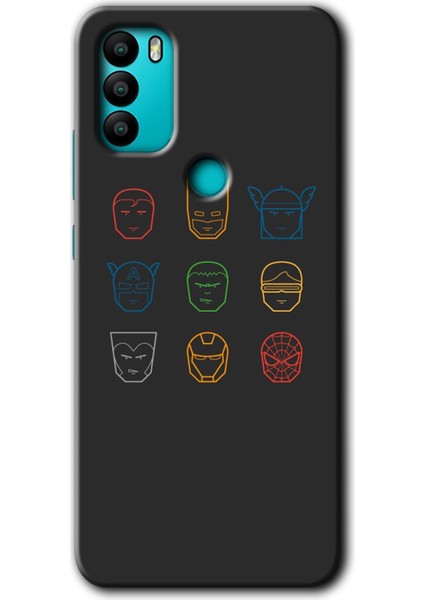 General Mobile Gm 21 Plus Kılıf Hd Desen Baskılı Arka Kapak + Esnek Nano Cam - Avengers Minimalism