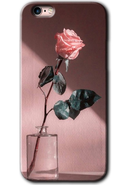 Apple iPhone 6s Kılıf Hd Desen Baskılı Arka Kapak + Kırılmaz Cam - Retro Gül