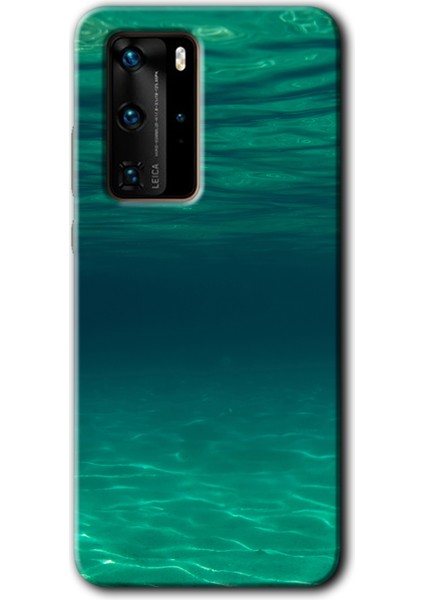 Huawei P40 Pro Kılıf Hd Desen Baskılı Arka Kapak + Esnek Nano Cam - Derin Deniz