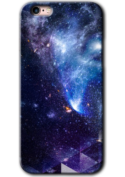 Apple iPhone 6s Plus Kılıf Hd Desen Baskılı Arka Kapak + Kırılmaz Cam - Galaksi