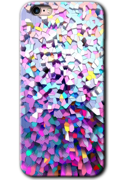 Apple iPhone 6s Kılıf Hd Desen Baskılı Arka Kapak + Kırılmaz Cam - Mosaic Fragments Colorfull