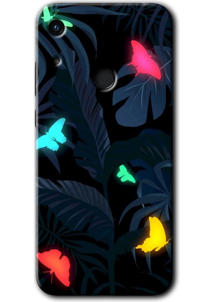 Huawei Y6S 2019 Kılıf Hd Desen Baskılı Arka Kapak + Kırılmaz Cam - Lighter Butterfly