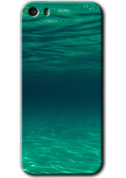 Apple iPhone 5 Kılıf Hd Desen Baskılı Arka Kapak + Esnek Nano Cam - Derin Deniz