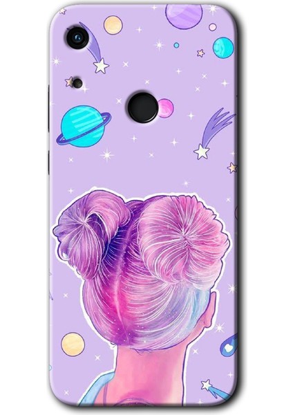 Huawei Y6S 2019 Kılıf Hd Desen Baskılı Arka Kapak + Kırılmaz Cam - Uzaylı Kız