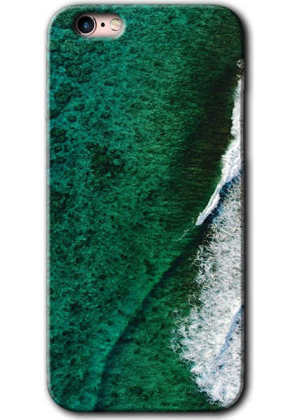 Apple iPhone 6s Kılıf Hd Desen Baskılı Arka Kapak + Kırılmaz Cam - Yeşil Okyanus